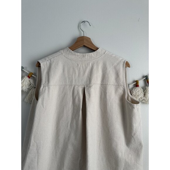 Hackwith Design House Cream V-neck Sleeveless High Low Hem Top Neutral Basics XS - Picture 8 of 9